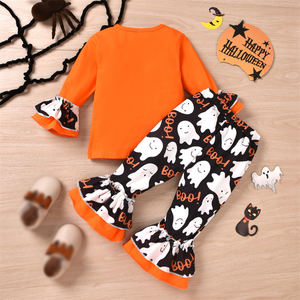New Kids Clothing Set Halloween Elements Printed Long Sleeve Top Flare Pants 2 Pcs Suit Halloween <strong>Costume</strong> <strong>for</strong> <strong>Children</strong> Girls - Product Image 4