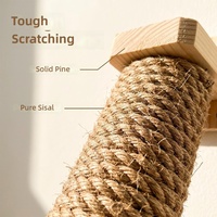 Arbre à chat en sisal, accessoires DIY en bois massif, griffoir vertical compact, jouets confortables pour animaux de compagnie, fournitures murales pour usage domestique