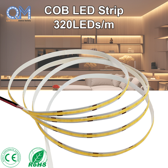 DC24V Copper Material Flex LED Strip High Brightness Self-Adhesive Dotless COB Light for Furniture Wardrobe Showcase Decor
