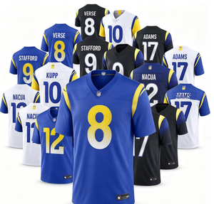 Camiseta de Fútbol Estilo Los Ángeles # 12 Puka Nacua # 8 # 9 Stafford # 17 Camisetas Deportivas de Manga Corta con Estampado Adams, Transpirables, al por Mayor - Product Image 1