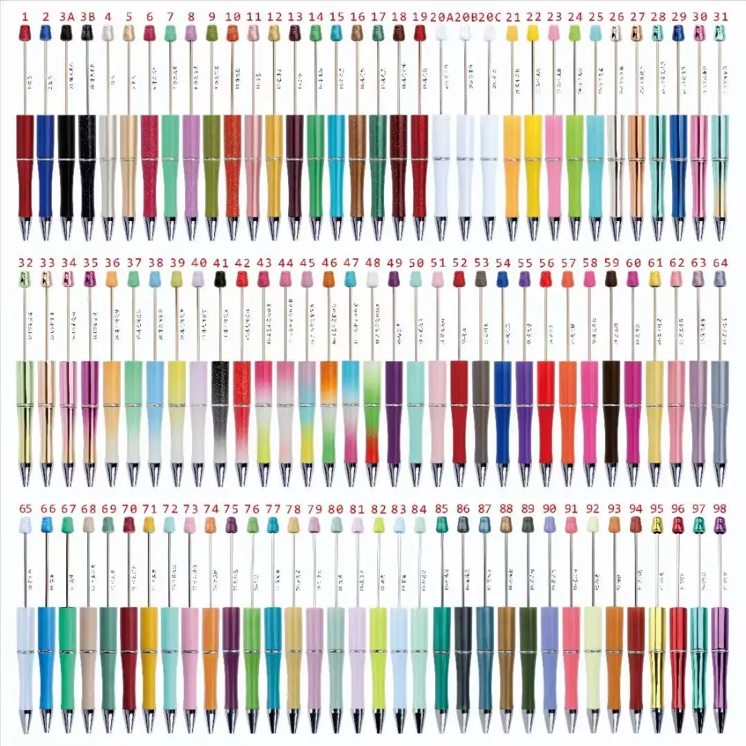 2024 Schlussverkauf personalisierte Kugelschreiber DIY-Stifte Top rosa Glitzer Perlen Kunststoff Perlen für Schmuck-Machen Spielzeug