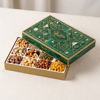 Boîte cadeau de Noël de luxe pour fruits secs, boîte carrée en carton avec couvercle, gaufrage, recyclable, pour chocolats et autres cadeaux alimentaires de Noël