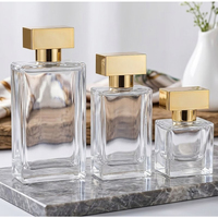 Bouteilles de parfum en verre de haute qualité, flacon de parfum en verre transparent de luxe 50 ml, flacons de parfum en verre rectangulaires vides