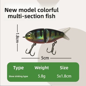 <span class=keywords><strong>Esca</strong></span> <span class=keywords><strong>Artificiale</strong></span> Multi-segmentata 6cm/5.8g, Swimbait Glide Bait a Lenta Affondamento <span class=keywords><strong>per</strong></span> Pesca di Bass, Persico e Luccio in Acque Dolci - Product Image 2