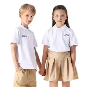 تيشيرتات مخصصة للفرق المدرسية قمصان بيضاء بدون رسومات للأطفال تيشيرت بولو للأطفال