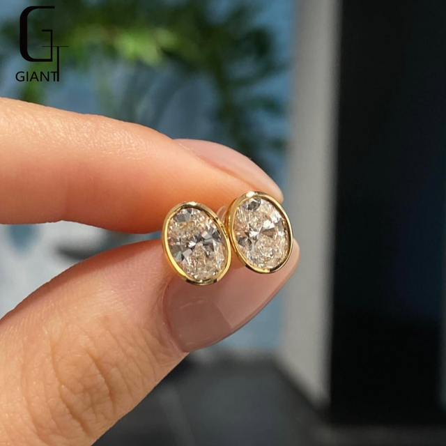 High Quality Lab Grown Diamond Earrings Different Shape Stones Stud Earrings  in 10k/14k/18k Gold Earrings Women