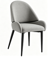 Chaise de salle à manger rembourrée moderne avec accoudoirs, chaise de salle à manger de luxe, pieds en métal noir, chaise d'appoint de loisirs pour la maison et le restaurant