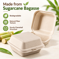 Trendz Boîte à lunch jetable personnalisée Bento canne à sucre bagasse à clapet Boîte à lunch biodégradable Croissant gâteau Burger Conteneur alimentaire