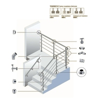 Support de tube réglable en acier inoxydable SS304, design industriel, accessoires de balustrade, raccords de main courante, tuyau