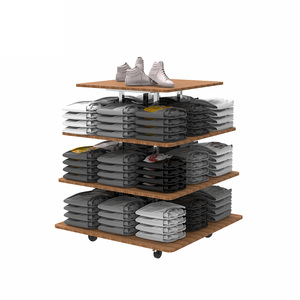 Tùy chỉnh trang phục hiển thị đứng quần áo giá bằng gỗ nhiều lớp di chuyển với bánh xe giá may mặc cho cửa hàng quần áo - Product Image 4