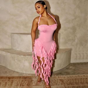 Venta caliente Ropa de mujer Nuevo producto Sexy Halter Girl Vestidos Sin espalda Vestido irregular al por mayor - Product Image 6