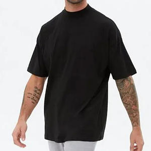 Camiseta Personalizada de Alta Calidad, Cuello Alto, Oversize, Lisa, de Algodón, con Hombros Caídos, para Hombre - Product Image 1