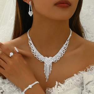 5-Piece Romantic Alloy Zircon Tassel Women's Bridal Jewelry <b>Set</b> with Banquet Style Design - Product Image 1