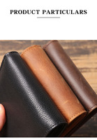 Dompet Pendek Kulit Asli Crazy Horse Vintage Eropa Amerika untuk Pria, Banyak Slot Kartu, Tempat Kartu, Dompet Koin