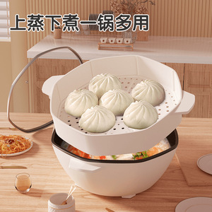 Sartén eléctrica AUX de 5L, olla octogonal antiadherente con función de vaporera para cocinar en el hogar - Product Image 2