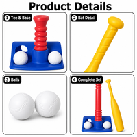 Set de Béisbol para Niños, Bate y 2 Pelotas Amarillas, Juguete Deportivo para Práctica al Aire Libre, Regalo para Niños Principiantes