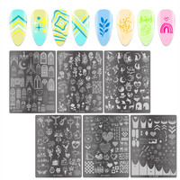 Plaques d'estampage d'ongles français 10.2*7.6cm, outils de manucure, fleur, art irrégulier des ongles, modèles d'ongles en acier