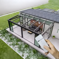 Système de pergola automatique avec toit coulissant en verre rétractable électrique, auvent imperméable, gazebo, pavillon