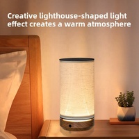 Lampu Meja LED Bertenaga Baterai Kayu Walnut Ash Kontrol Sentuh Isi Ulang Kap Lampu Kain Gaya Nordik Minimalis Lampu Malam untuk