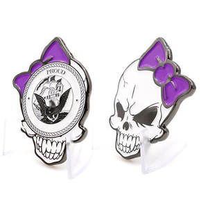 Custom design in metallo goffrato 3d smalto in lega di zinco antico placcatura morte sorriso sfida moneta - Product Image 4