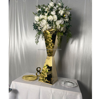 Décoration d'événements de mariage, vase à fleurs en acier inoxydable doré et blanc, hauteur réglable 30*100cm, centre de table démontable