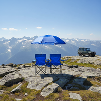 Chaise de camping double en métal moderne, pliable, légère, durable, avec table, confortable et écologique pour utilisation en parc (vente en gros)