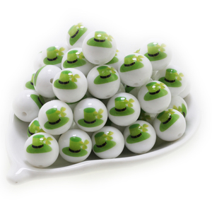 Perles en silicone imprimées Feuille Joyeuse de qualité alimentaire, design populaire, 15 mm, perles focales pour la Saint-Patrick, pour la fabrication de stylos et de porte-clés - Product Image 4