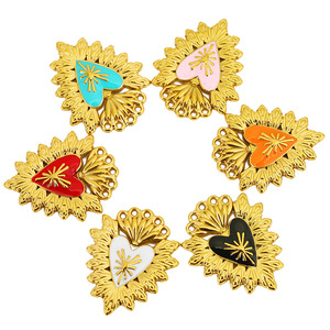 Pendentif Cœur en Acier Inoxydable Style Rétro Goutte d'Huile, Apprêts de Bijoux pour Colliers et Boucles d'Oreilles DIY - Product Image 4