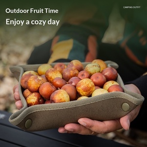 Outdoor folding storage tray thickened Oxford textile camping desktop debris tray portable printable logo storage tray - Product Image 6