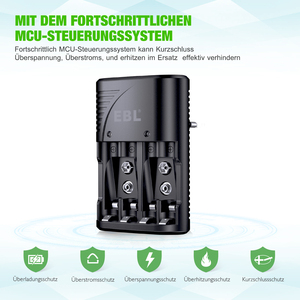 EBL Rechargeable AA Aaa Battery Charger for AA 9V Ni-MH Ni-CD Rechargeable Batteries - Product Image 6