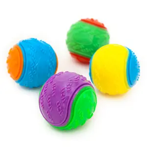 Dog ball Squeaky Toy Teeth Cleaning Fetch Puppy Chew Durable Toys Colorful Tennis Shape TPR 6.3cm Excellent sturdy balls for dog