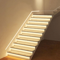 Kit d'éclairage intelligent pour escaliers 24V LED avec capteur de mouvement, anti-court-circuit, profil en aluminium pour système d'éclairage intérieur des marches