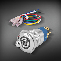 Interrupteur à bascule étanche 12V marin 16mm IP67 pré-câblé SPDT 7 broches avec LED rouge, verte et bleue pour voiture