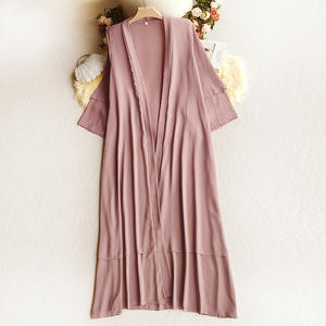 Abito Arabo Turco Elegante Plus Size Fatto a Mano in Poliestere Lungo fino al Pavimento a Maniche Lunghe Leggero Traspirante Moderno Islamico con Apertura Frontale - Product Image 2