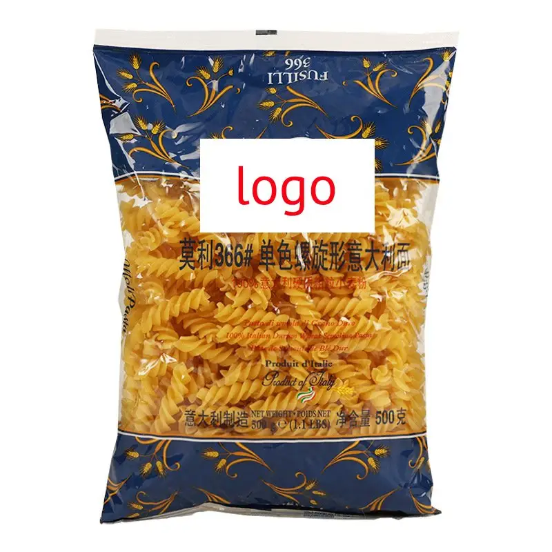 Impresión de logotipo personalizado 300g 500g espiral espagueti seco Konjac 80g fideos bolsa de plástico bolsa de embalaje de pasta con ventana