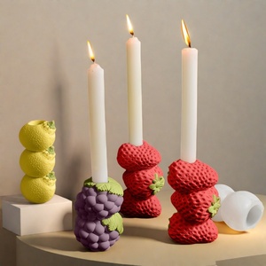 TangChu Stacked Fruit Candle Holder Silicone Mold DIY Strawberry Banana Grape Scented Irregular Shape Individually <b>Wrapped</b> - Product Image 1
