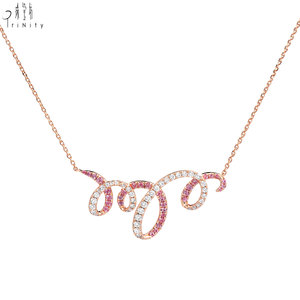 Proveedor de Hong Kong, Collar de Oro Blanco Sólido de 18K con Diseño Curvo, Diamantes Naturales y Zafiro Rosa Natural, Regalo para Mujer - Product Image 1