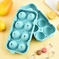 Jeu de moules à glaçons réutilisables en silicone à grandes boules, plateau à glaçons rond à 2/4/6/8 grilles pour réfrigérateur