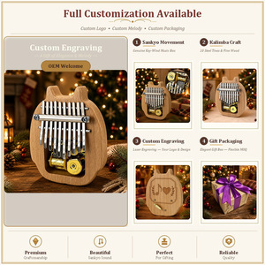 Kalimba en bois, boîte à <span class=keywords><strong>musique</strong></span> à manivelle, tête d'animal, Sankyo, 18 sons, design moderne, personnalisable - Product Image 3