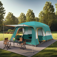 Tente de camping de luxe Wind Valley pour 8 à 10 personnes, quatre saisons, deux chambres, glamping, 210D Oxford, poteaux en acier et fibre de verre, imperméable