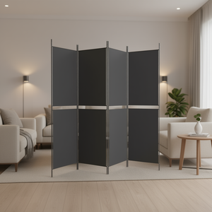 Separador de ambientes de tela antracita de 4 paneles, 78.7 pulgadas x 78.7 pulgadas, pantalla plegable, diseño minimalista, decoración del hogar - Product Image 2