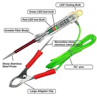 Testeur de Circuit LED automobile 6-24V Test Light avec double sondes 47 pouces fil antigel pince crocodile pour les tests