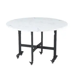 आधुनिक लक्जरी डिजाइन मार्बल टॉप मेटल फ्रेम फोल्डेबल टेबल डाइनिंग टेबल छोटे और बड़े आकार में सेट