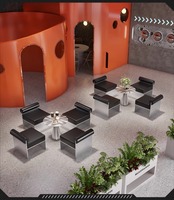 Net Rouge Personnalisable Tables En Acier Inoxydable Banc Bar Industriel Vent Café Mur Carte Siège Canapé Restaurant Meubles pour Thé Au Lait