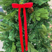 Grande taille velours flocage gland arc fleur couronne suspendus ornement arbre de noël décoration Festival vacances fournitures