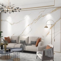 Panneau mural 3D en PVC marbré avec revêtement UV brillant, imperméable, résistant à l'humidité et aux moisissures, pour décoration intérieure