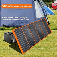 Lampe Solaire d'Urgence 300W Noire, Panneau Solaire Portable 100 Cellules, Sac Pliable, Alimentation Extérieure 18V