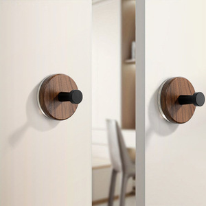 Wooden Wall <b>Hook</b> Round <b>Black</b> Walnut Coat Hanger Bathroom Entryway Use - Product Image 3