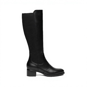 Botas Vaqueras de Media Pantorrilla para Mujer, Primavera-Otoño, Personalizadas, con Pedrería, PU, Tacón Cuadrado de 3CM, Estilo Británico Moderno, Color Azul Claro - Product Image 2