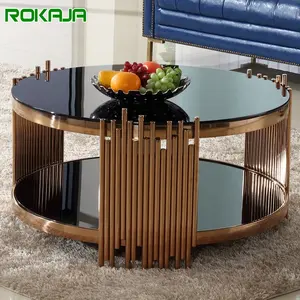 Table basse ronde en verre moderne à prix équitable, design <span class=keywords><strong>italien</strong></span>, table d'appoint, 1 pièce - Product Image 1